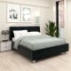 Pat tapitat ARISA, 180x200, suport saltea, catifea Neagra