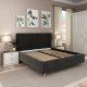 Pat tapitat MONTELLO, 160x200, somiera rabatabila, catifea Gri, suport saltea