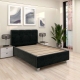 Pat tapitat de o persoana ARISA, 120x200, catifea Neagra, suport saltea