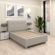 Pat tapitat copii ARISA, 90x200, stofa Bej, suport saltea