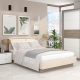 Oferta Pat matrimonial PRIMAVERA suport saltea, Oak, Catifea Bej cu saltea inclusa - 1