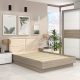 Oferta Pat matrimonial PRIMAVERA suport saltea, Oak, Catifea Bej cu saltea inclusa - 2