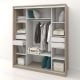 compartimentare cu sertare Dulap dormitor PRIMAVERA 185, H205, cu oglinda k3, Oak, Alb Gloss