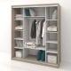 compartimentare Dulap dormitor PRIMAVERA 185, H205, cu oglinda k3, Oak, Cappuccino Gloss