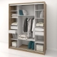 compartimentare cu sertar Dulap dormitor PRIMAVERA 185, H225, cu oglinda k3, Stejar, Alb Gloss
