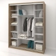 compartimentare Dulap dormitor PRIMAVERA 185, H225, cu oglinda k3, Stejar, Cappuccino Gloss