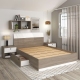 Pat matrimonial AMBRO, 160x200, sertar lateral, Oak, Alb2