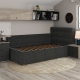 Pat de colt copii GEORGIA Clasic, 120x200, somiera rabatabila, catifea Neagra - 2
