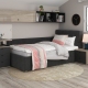 Pat de colt copii GEORGIA Clasic, 120x200, somiera rabatabila, catifea Neagra - 1