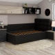 Pat de colt copii GEORGIA Clasic, 90x200, piele eco Neagra, somiera