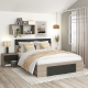 Pat matrimonial AMBRO, 140x200, sertar frontal, Oak, Antracit
