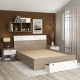 Pat matrimonial AMBRO, 160x200, sertar frontal, Oak, Alb, suport saltea