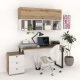 Ansamblu birou STUDIO 5, Stejar, Alb 2