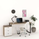 Birou STUDIO 2, cu Casetiera 3 sertare, Stejar, Alb Gloss 2