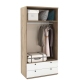 Dulap haine PRIMAVERA 90, H180, 2U2S, bara umerase, Stejar, Alb Gloss, compartimentare