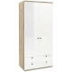 Dulap haine PRIMAVERA 90, H200, 2U2S, polite, Stejar, Alb Gloss