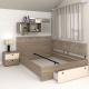 Pat colt AMBRO, 160x200, sertar frontal, Oak, Vizon, suport metal