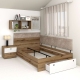 Pat colt de o persoana AMBRO, 120x200, sertar frontal, Stejar, Alb, suport metal