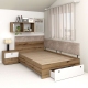 Pat colt de o persoana AMBRO, 120x200, sertar frontal, Stejar, Alb, suport saltea
