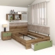 Pat colt de o persoana AMBRO, 120x200, sertar frontal, Stejar, Pesto, suport metal