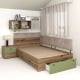 Pat colt de o persoana AMBRO, 90x200, sertar frontal, Stejar, Pesto, suport saltea