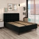 Pat tapitat GEORGIA PRO, 140x200, somiera, catifea Neagra, suport saltea