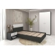 Dormitor LINEA 1, Antracit, Alb, suport saltea