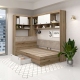 Dormitor colt AMBRO 7, Stejar, Alb, suport saltea