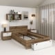 Oferta Pat copii AMBRO, 120x200, sertar frontal, Stejar, Alb cu saltea si noptiere incluse - 1
