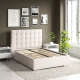 Pat tapitat GEORGIA Clasic, 160x200, H127, somiera, Stofa Bej V03, somiera inchisa