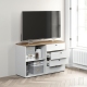 Comoda TV PRIMAVERA, 120x42, H76, 1U4S, Alb, Stejar - 2