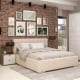 OFERTA Dormitor GEORGIA 1, Oak, Alb Gloss, Catifea Bej cu saltea inclusa