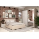 OFERTA Dormitor GEORGIA 1, Oak, Alb Gloss, Catifea Bej cu saltea inclusa - 1