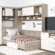 Dormitor colt AMBRO 11 cu comoda, Oak, Alb