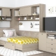 Dormitor colt AMBRO 11 cu comoda, Oak, Gri Piatra