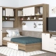 Dormitor colt AMBRO 11, cu comoda, Stejar, Alb