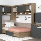 Dormitor colt AMBRO 11, cu comoda, Stejar, Antracit