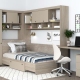 Dormitor colt AMBRO 12 cu birou, Oak, Gri Piatra