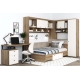 Dormitor colt AMBRO 12 cu birou, Stejar, Alb - 2