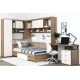 Dormitor colt AMBRO 12 cu birou, Stejar, Alb - 1
