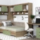 Dormitor colt AMBRO 12 cu birou, Stejar, Pesto
