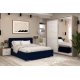 OFERTA Dormitor GEORGIA 1, Oak, Alb Gloss, Catifea Albastra cu saltea inclusa - 1
