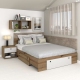 Pat colt AMBRO, 140x200, 2 sertare, Stejar, Alb