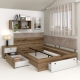 Pat colt AMBRO, 140x200, 2 sertare, Stejar, Alb3