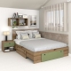 Pat colt AMBRO, 160x200, 2 sertare, Stejar, Pesto