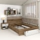 Pat colt AMBRO, 140x200, sertar frontal, Stejar, Alb3