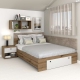 Pat colt AMBRO, 140x200, sertar frontal, Stejar, Alb