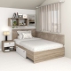 Pat colt de o persoana AMBRO, 120x200, sertar lateral, Oak, Alb