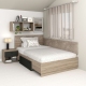 Pat colt de o persoana AMBRO, 90x200, sertar lateral, Oak, Antracit