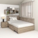 Pat colt de o persoana AMBRO, 120x200, sertar lateral, Oak